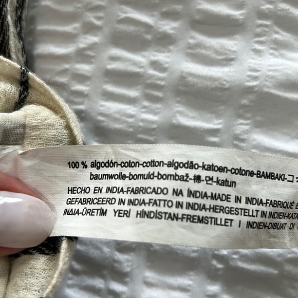 Zara TRF Womens Cotton Pants Cream Black Striped High Waisted Trousers Sz S New - Picture 9 of 17